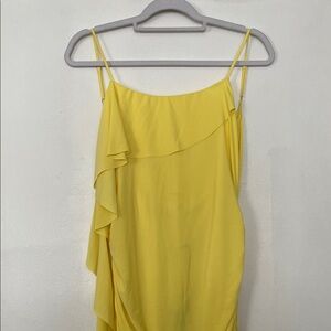Fashion Nova Yellow Ruffle Slip Mini Dress
